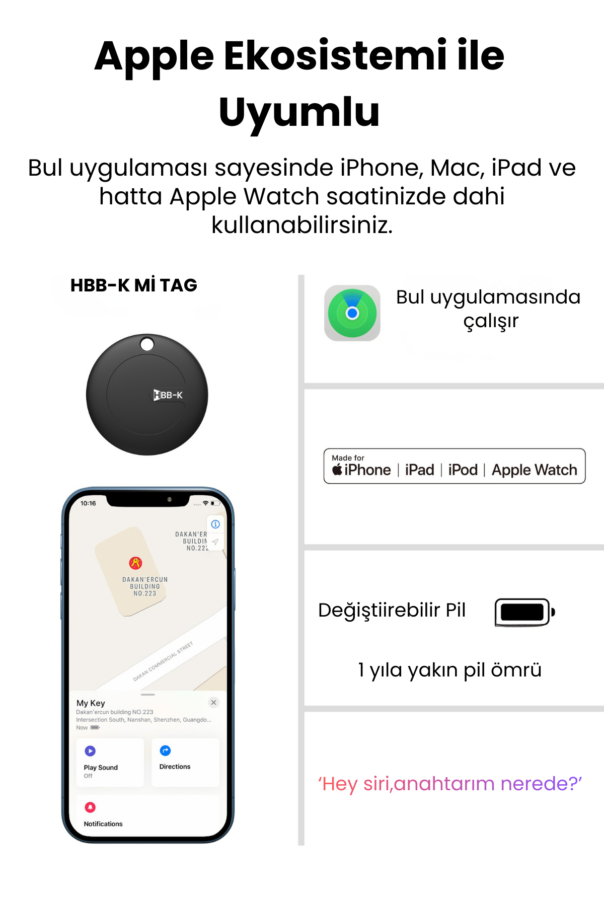 HBB-K Hi Tag İphone Uyumlu