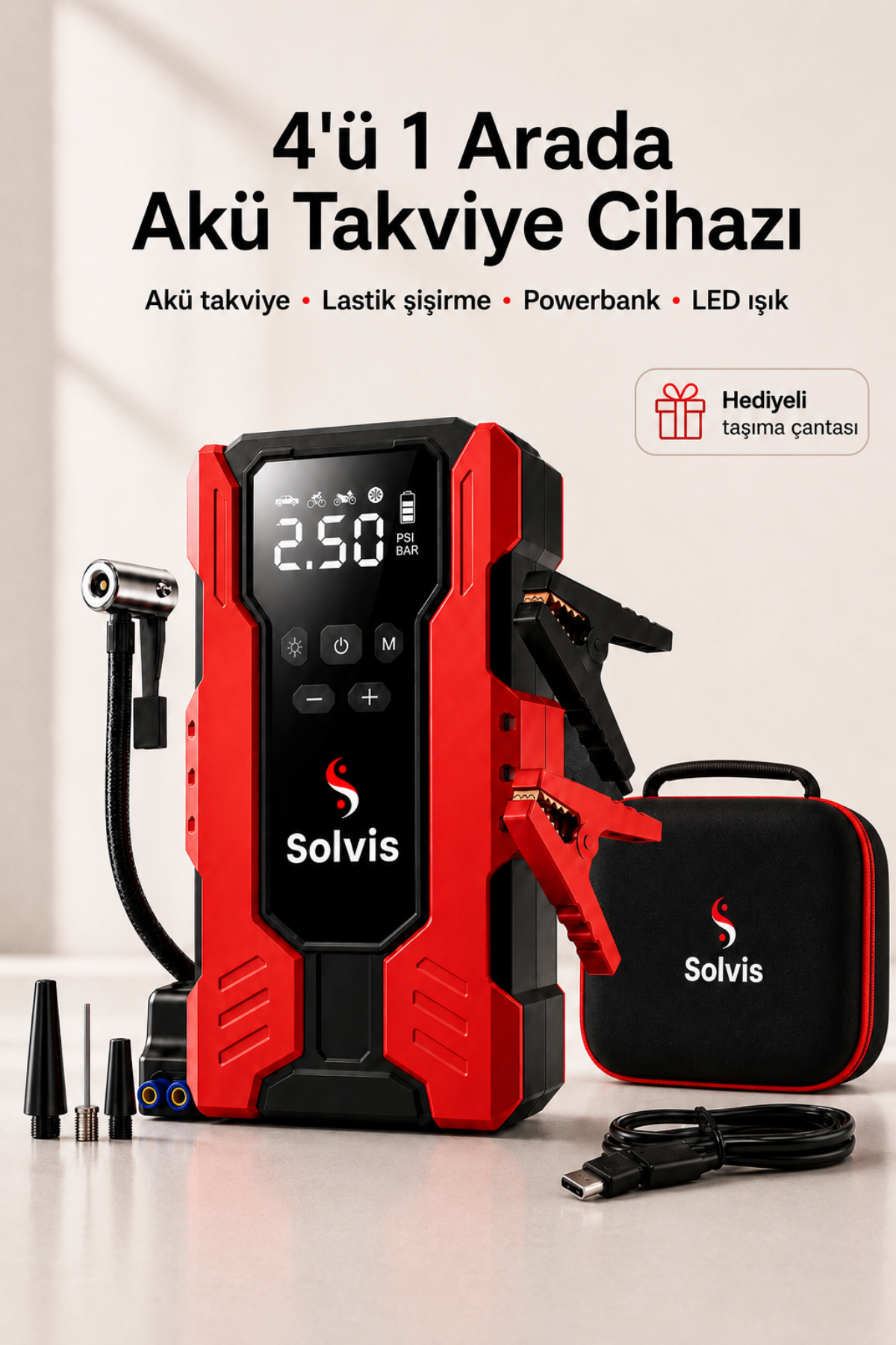 Solvis 4'ü 1 Arada Kırmızı
