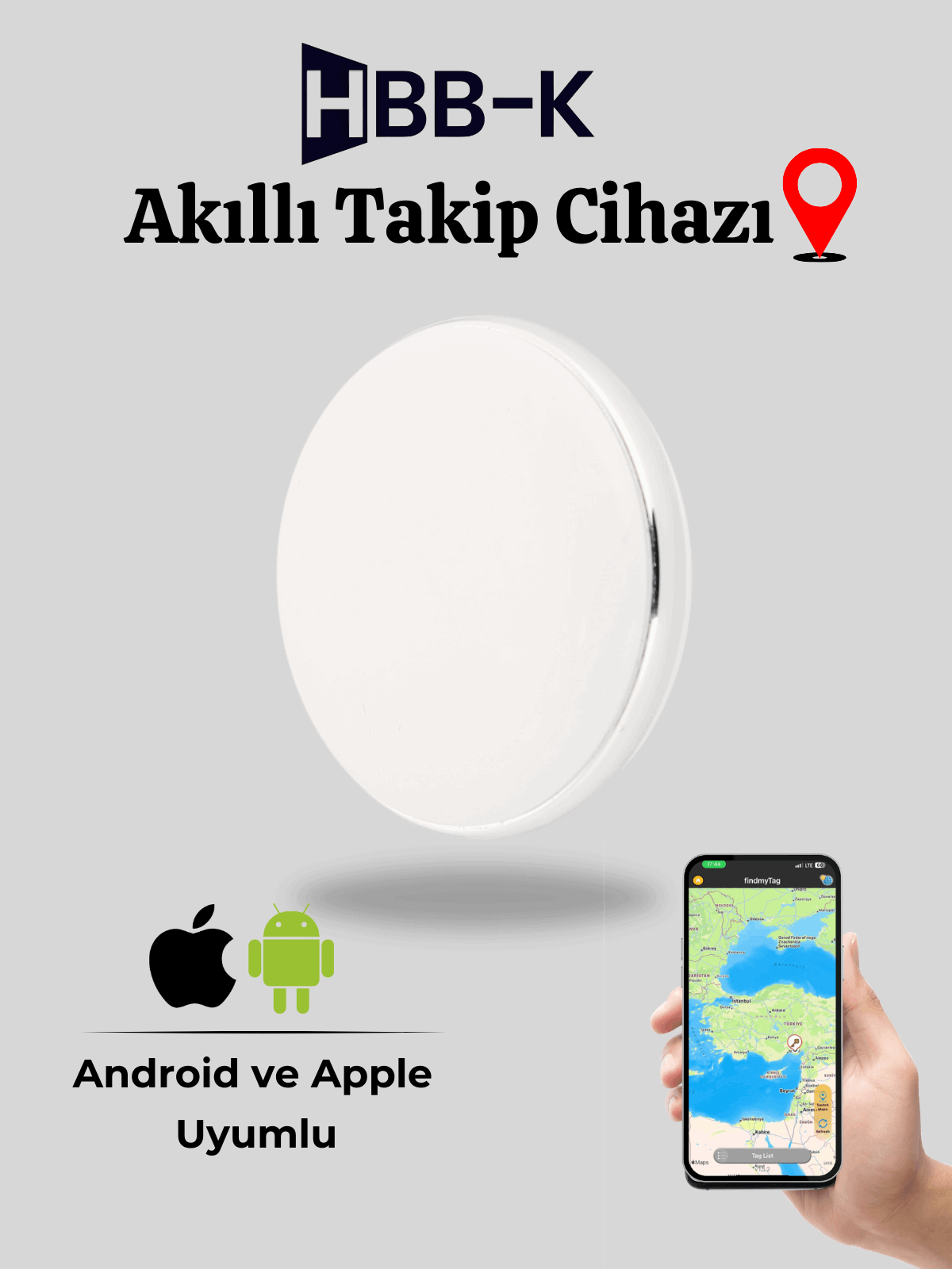 HBB-K Tag İOS & Android Uyumlu Airtag Gps Takip Cihazı