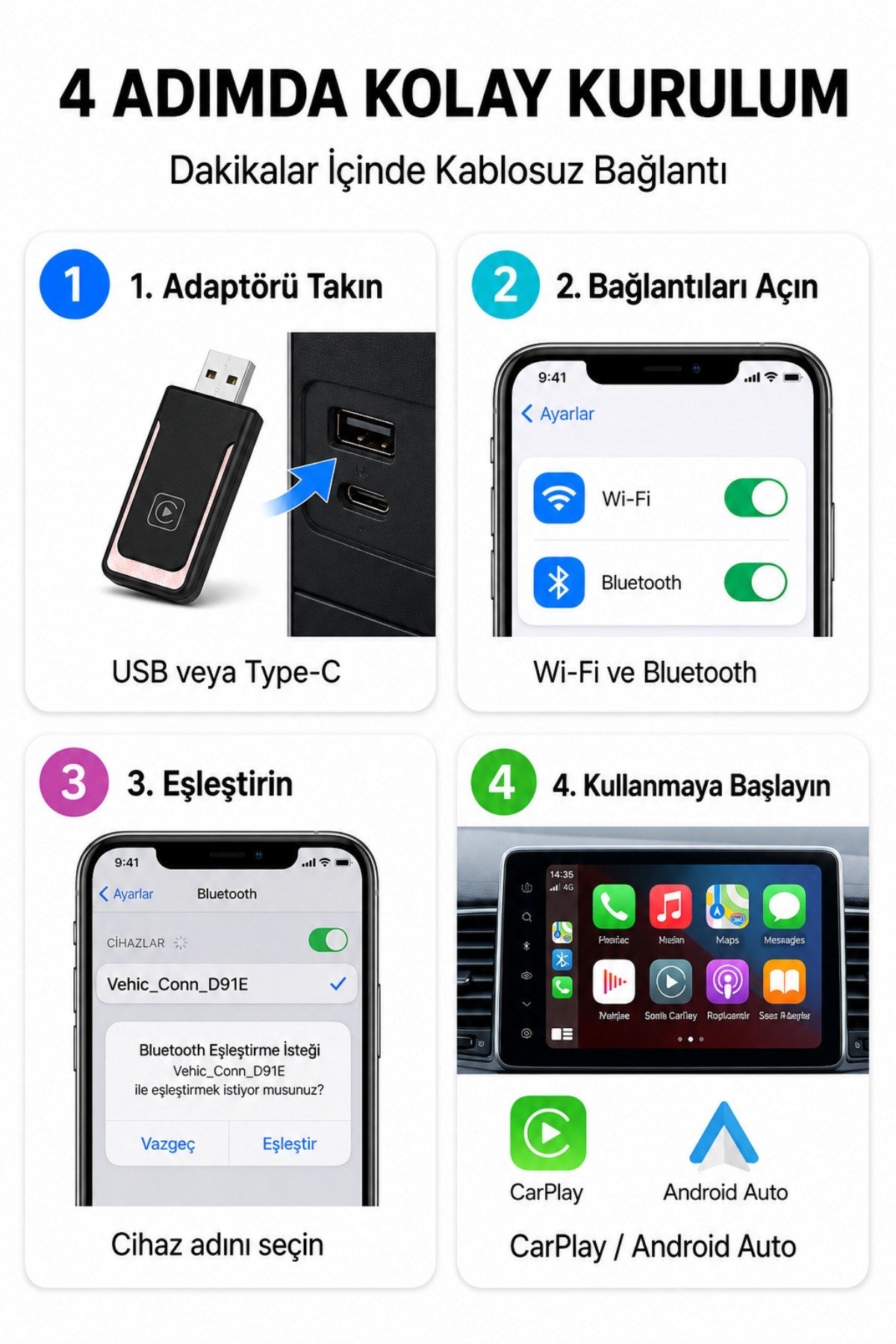 Kablosuz CarPlay Dönüştürücü