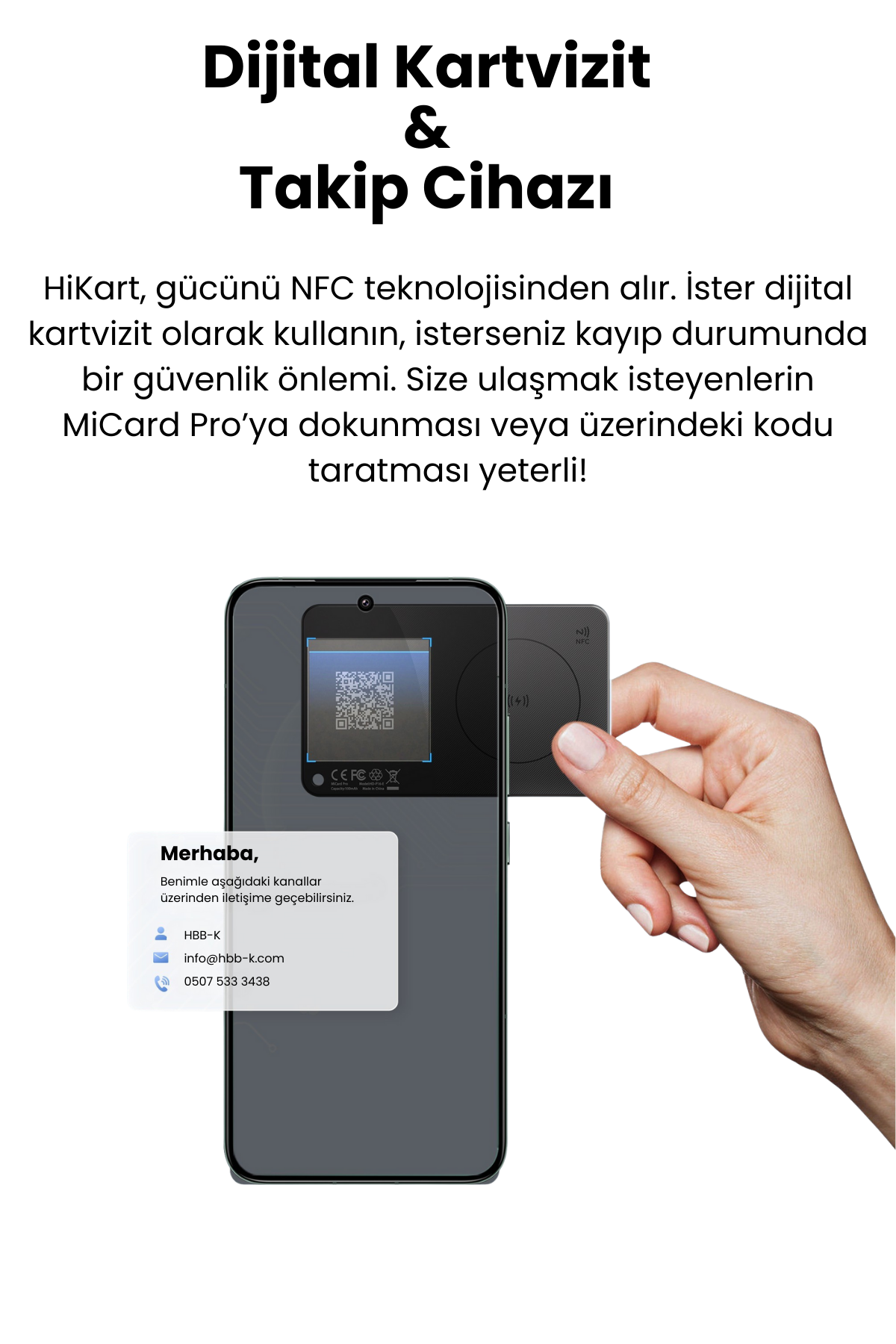 HBB-K Hi Kart Takip Cihazı  & Dijital Kartvizit  Siyah