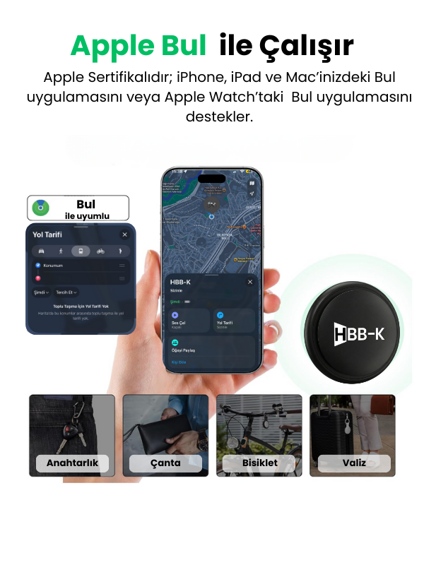 HBB-K Basic Tag Takip Cihazı (Sadece Apple Uyumlu)