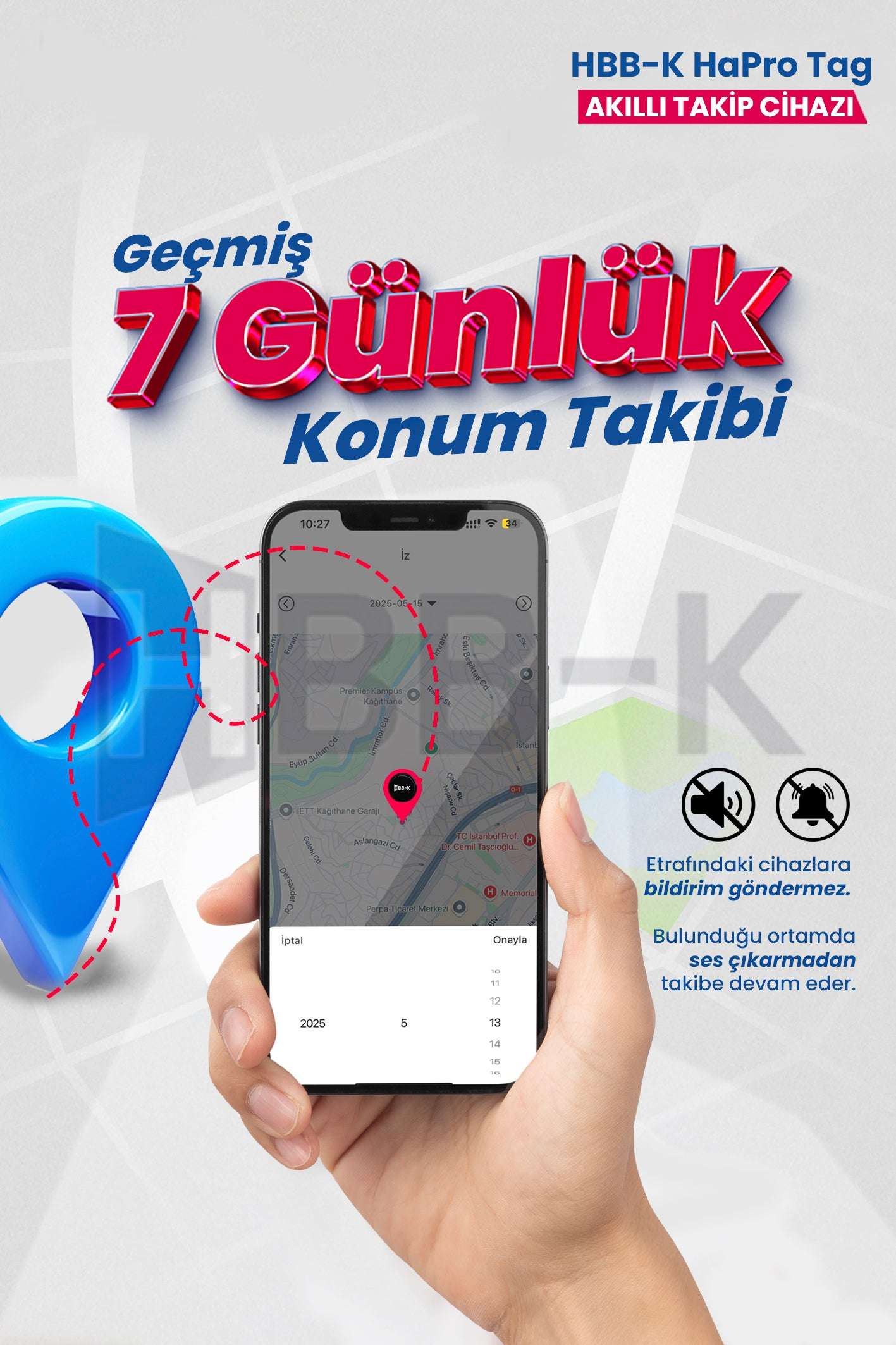 HBB-K HaPro Tag İOS & Android Uyumlu Airtag Akıllı Gps Takip Cihazı