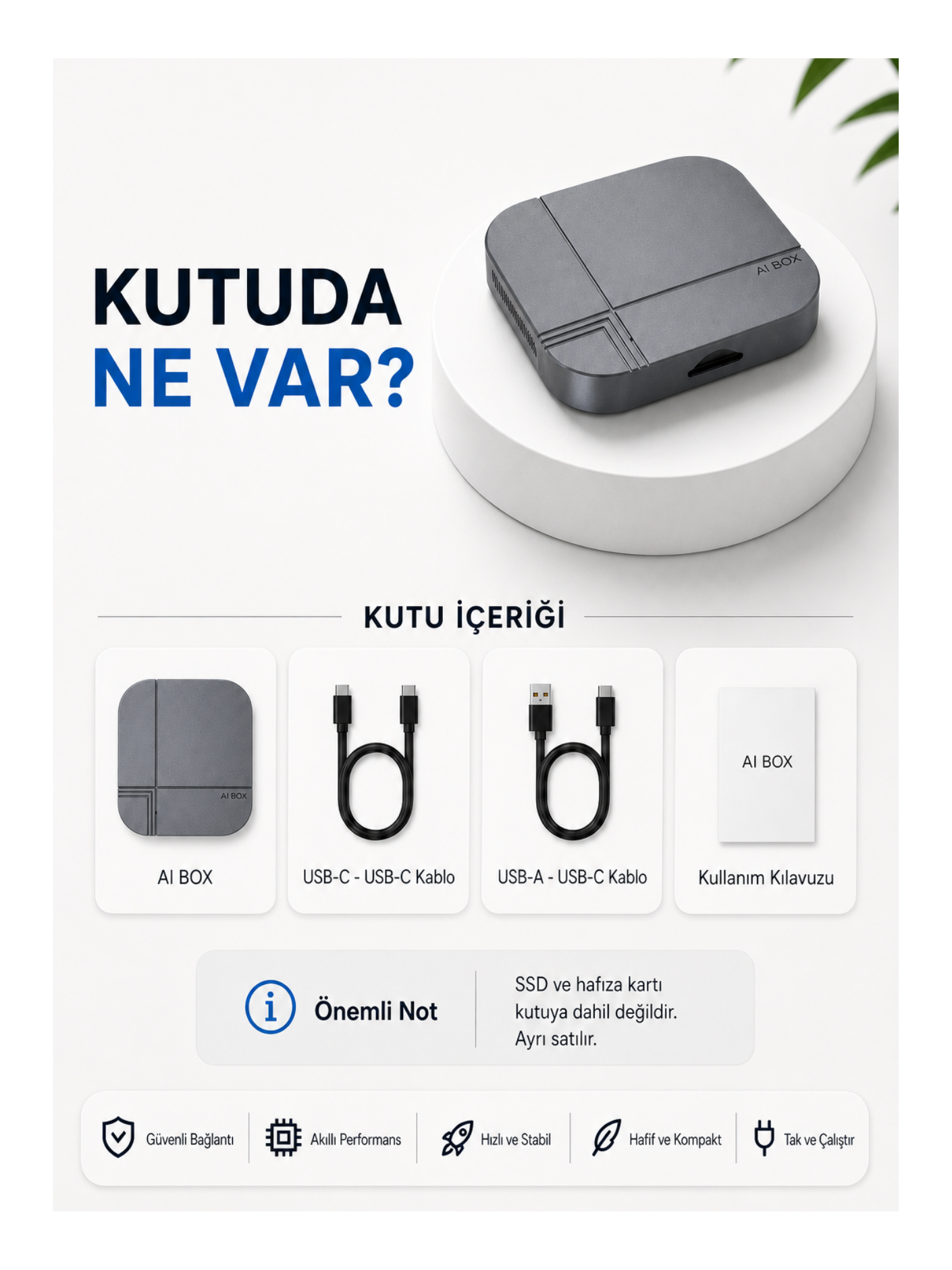 HBB-K Solvis AI Box with sleek black design and visible ports on the front panel for smart home automation.