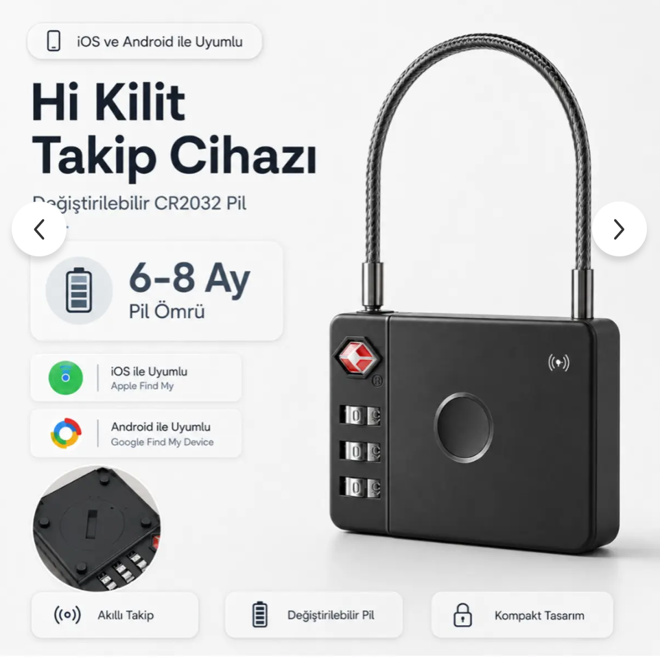 HBB-K Hi Kilit Valiz Takip Cihazı display screen showing tracking interface and device status for luggage security.