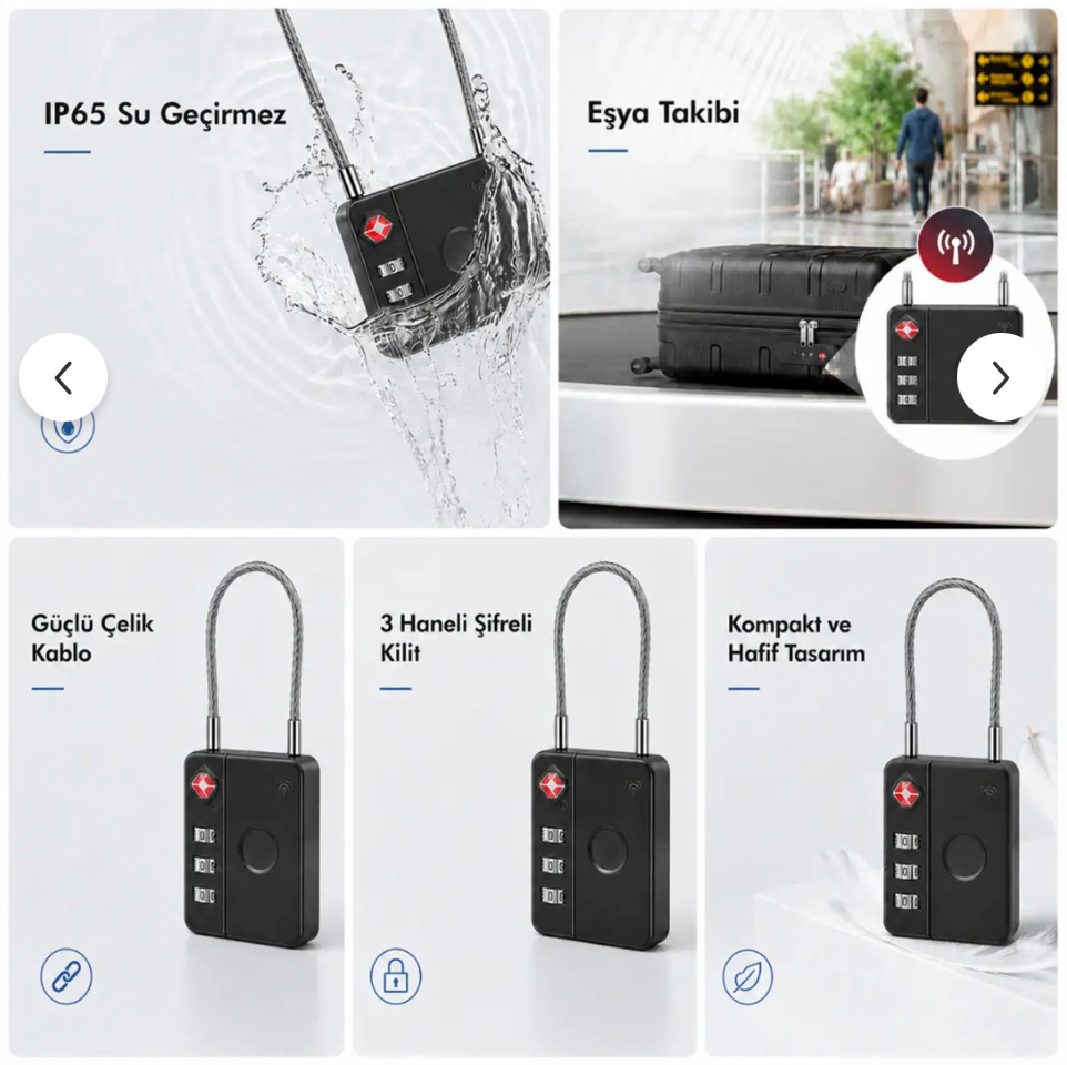HBB-K Hi Kilit Valiz Takip Cihazı display screen showing tracking information for luggage security device