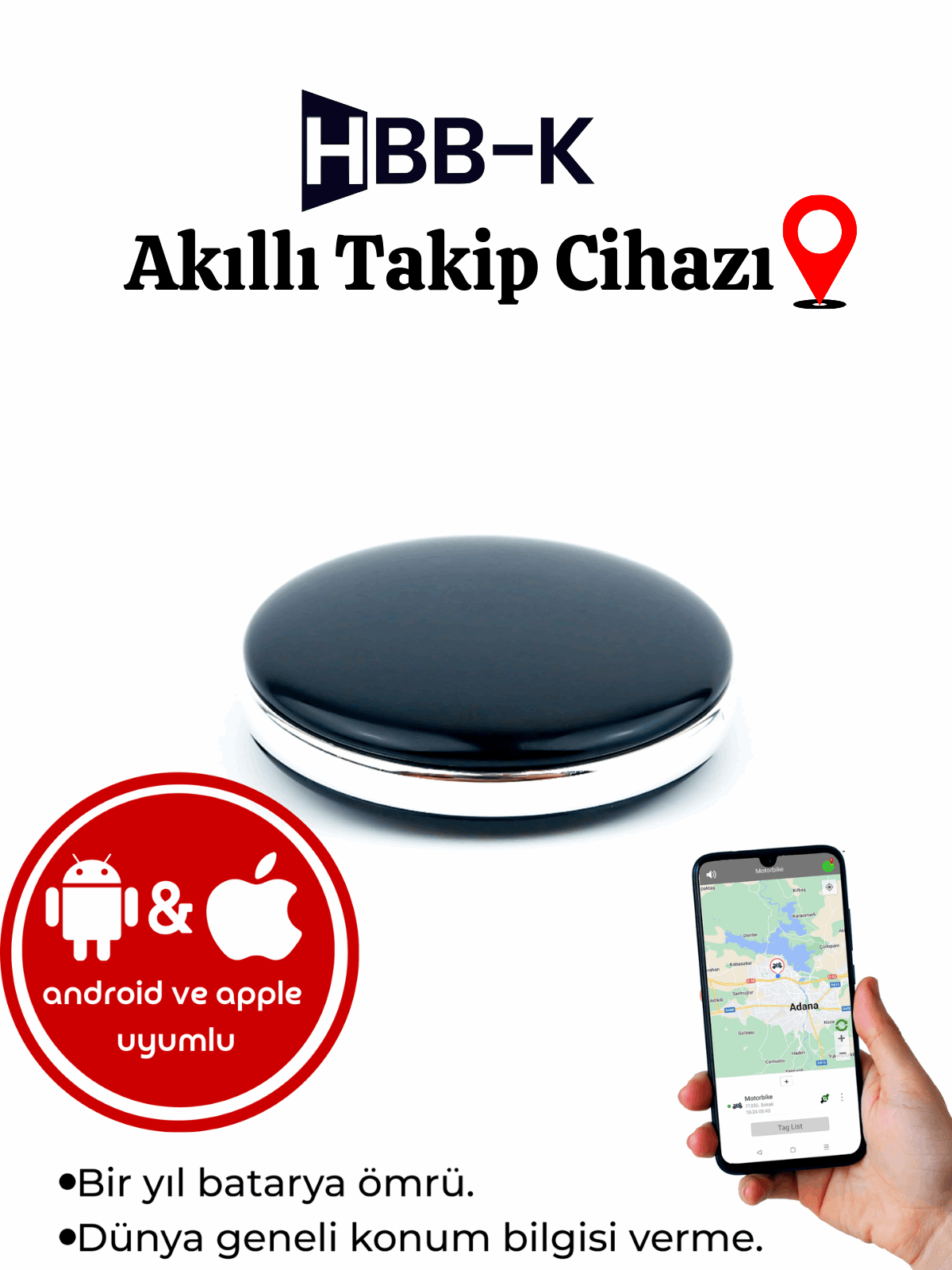 HBB-K Tag İOS & Android Uyumlu Airtag Gps Takip Cihazı