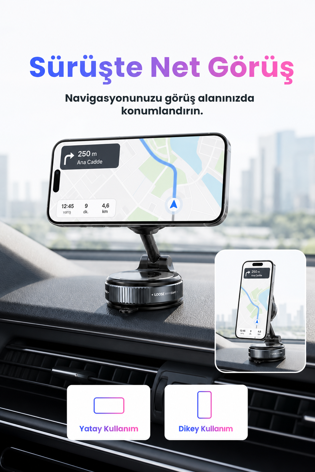 Katlanabilir Vakumlu Manyetik Araç Telefon Tutacağı
