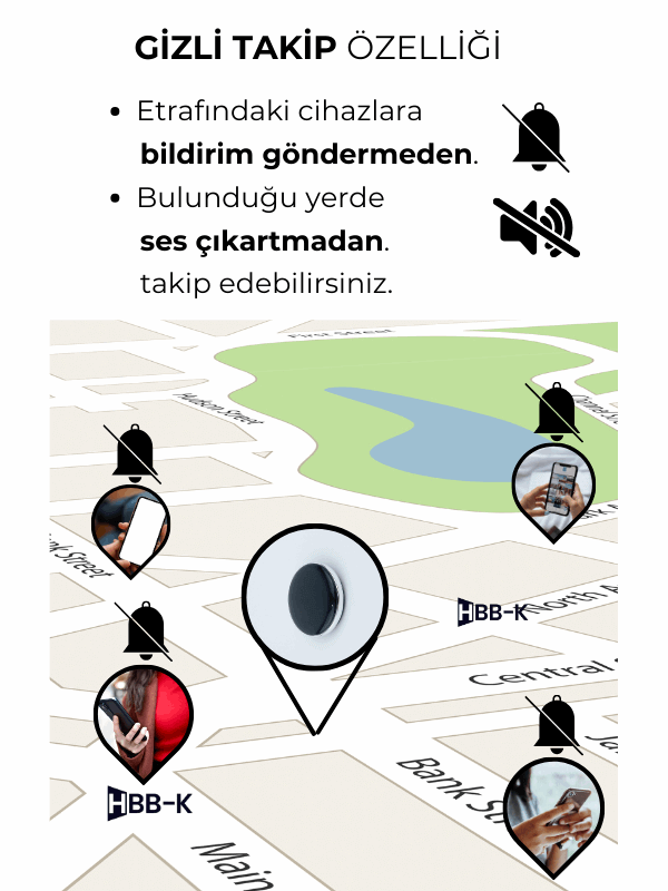 HBB-K Tag İOS & Android Uyumlu Airtag Gps Takip Cihazı