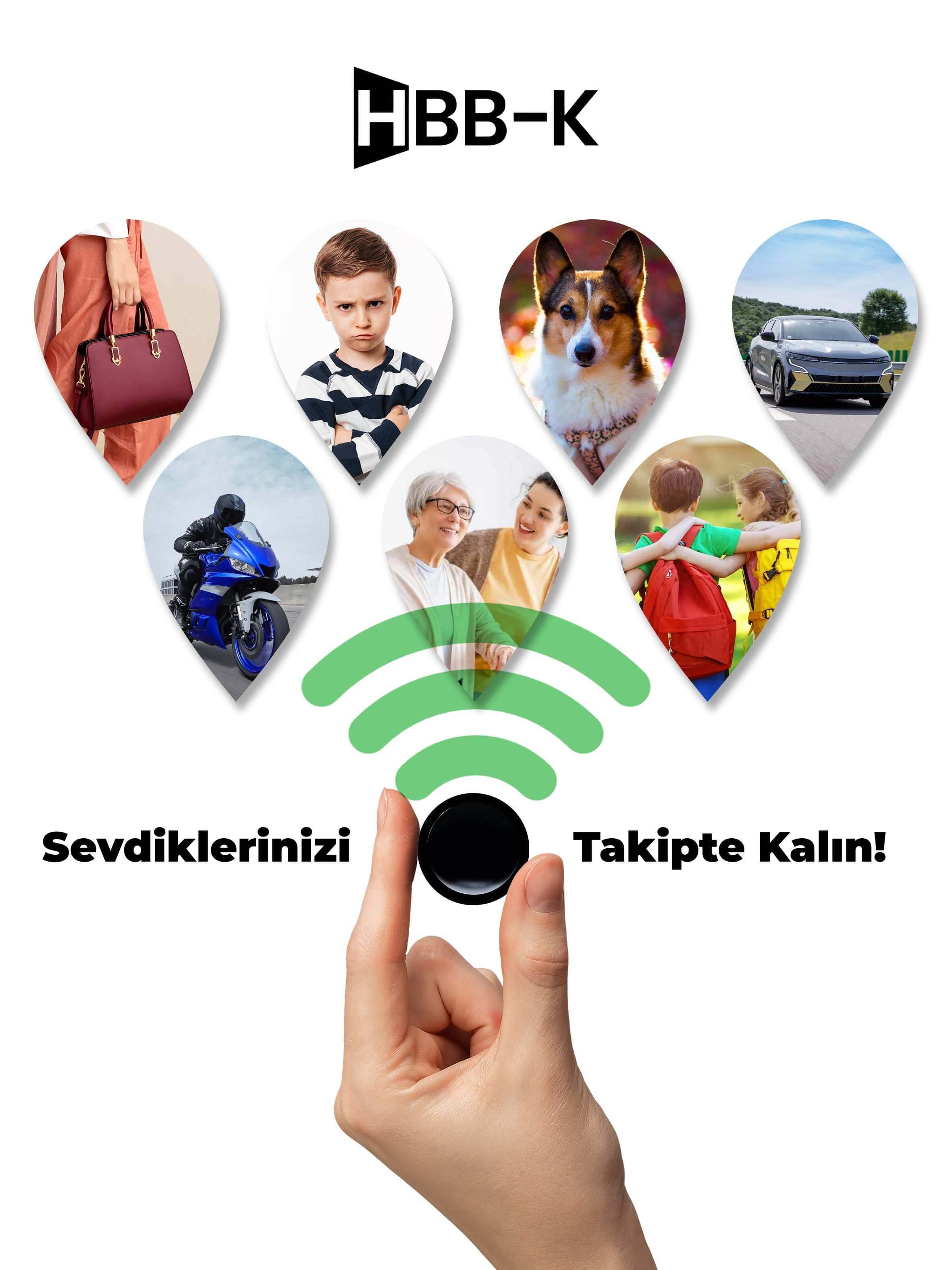 HBB-K PLUS İOS & Android Uyumlu Airtag Akıllı Gps Takip Cihazı