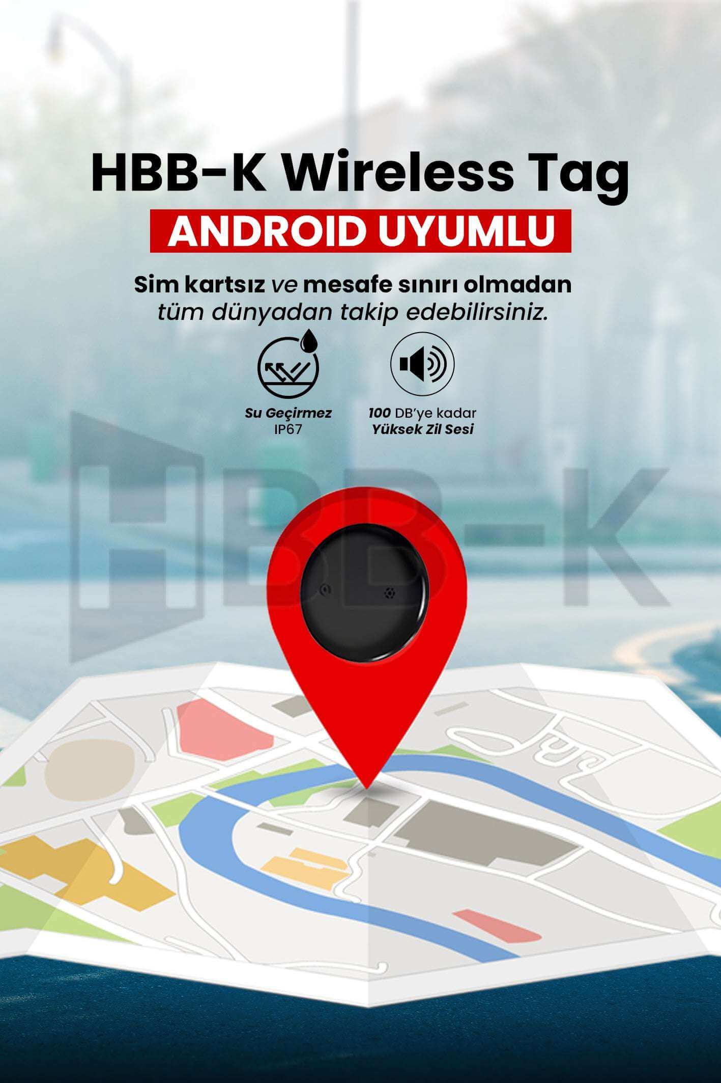 HBB-K Android Wireless Airtag Akıllı Takip Cihazı  (Sadece Android Uyumlu)